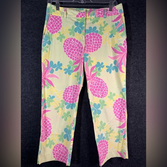 Lilly Pulitzer Cropped Pineapples Pants Size 8 - Picture 1 of 7